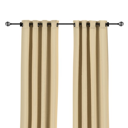 Sunbrella Canvas Antique Beige Outdoor Curtain with Nickel Plated Grommets - 50 in. x 84 in.