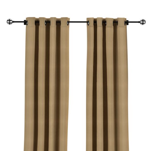 Sunbrella Canvas Camel Outdoor Curtain with Black Grommets 50 in. x 96 in.