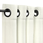 Sunbrella Canvas White Outdoor Curtain with Dark Gunmetal Plated Grommets 50 in. x 96 in.