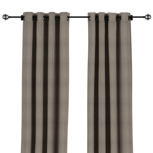 Sunbrella Cast Shale Outdoor Curtain with Dark Gunmetal Plated Grommets 50 in. x 84 in.