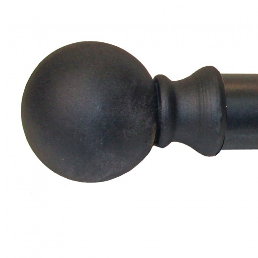 Set of Wrought Iron Outdoor Curtain Ball Finials with Collar