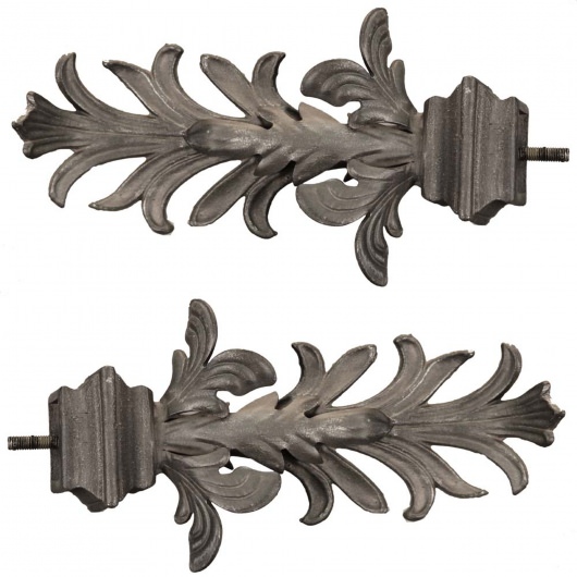 Set of Wrought Iron Outdoor Curtain Leaf Design Finials