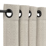 Sunbrella Linen Silver Outdoor Curtain with Dark Gunmetal Plated Grommets 50 in. x 108 in.
