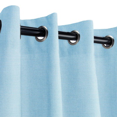 Sunbrella Canvas Air Blue Outdoor Curtain with Dark Gunmetal Grommets 50 in. x 96 in.