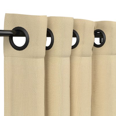 Sunbrella Canvas Antique Beige Outdoor Curtain with Nickel Plated Grommets 50 in. x 84 in.