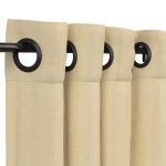 Sunbrella Canvas Antique Beige Outdoor Curtain with Black Grommets 50 in. x 108 in.