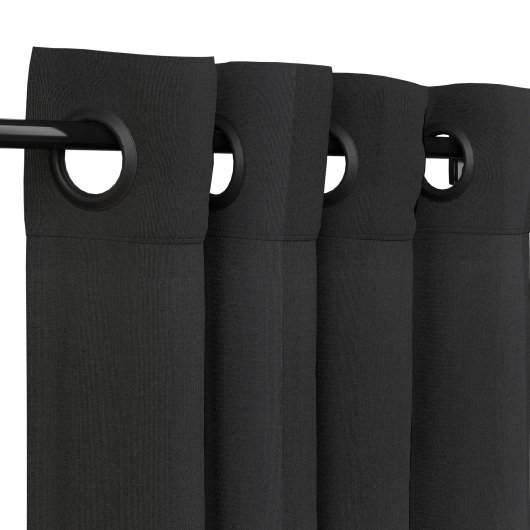 Sunbrella Canvas Black Outdoor Curtain with Dark Gunmetal Plated Grommets 50 in. x 96 in.