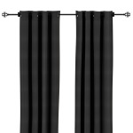 Sunbrella Canvas Black Outdoor Curtain with Dark Gunmetal Grommets 50 in. x 108 in.