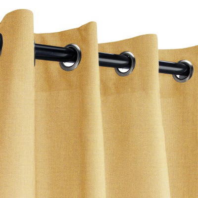 Sunbrella Canvas Brass Outdoor Curtain with Nickel Grommets 50 in. x 96 in.
