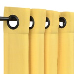 Sunbrella Canvas Buttercup Outdoor Curtain with Dark Gunmetal Grommets 50 in. x 120 in. w/ Stabilizing Grommets