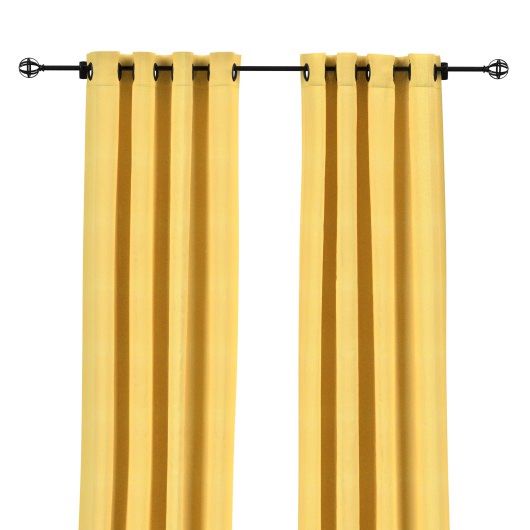 Sunbrella Canvas Buttercup Outdoor Curtain with Dark Gunmetal Grommets 50 in. x 120 in. w/ Stabilizing Grommets