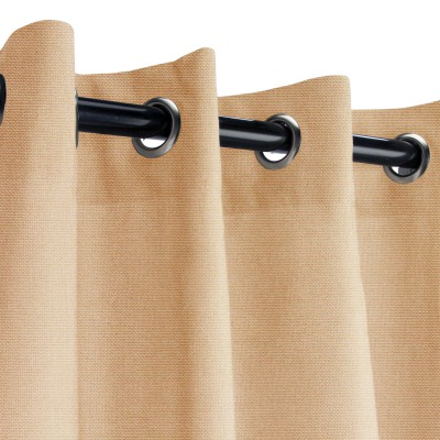 Sunbrella Canvas Camel Outdoor Curtain with Black Grommets 50 in. x 96 in.