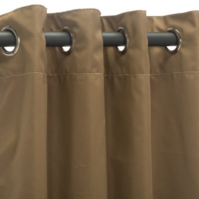 Sunbrella Canvas Cocoa Outdoor Curtain with Nickel Plated Grommets 50 in. x 120 in.