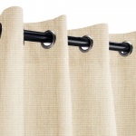 Sunbrella Canvas Flax Outdoor Curtain with Dark Gunmetal Grommets 50 in. x 120 in. w Stabilizing Grommets