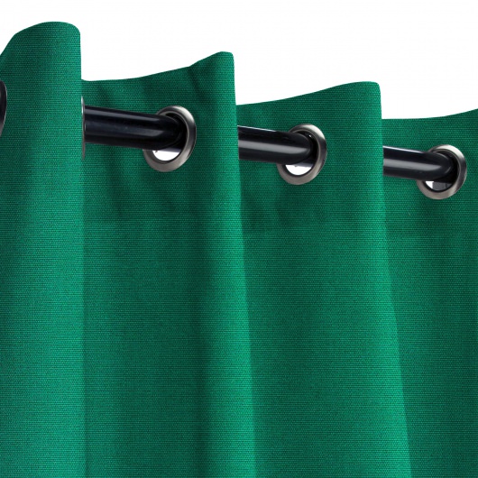 Sunbrella Canvas Forest Green Outdoor Curtain with Nickel Grommets 50 in. x 84 in.