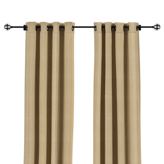 Sunbrella Canvas Heather Beige Outdoor Curtain with Nickel Grommets 50 in. x 84 in. w/ Stabilizing Grommets