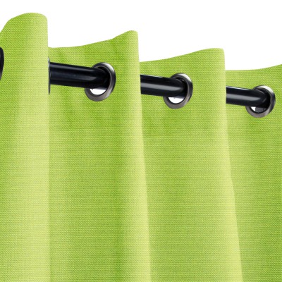 Sunbrella Canvas Macaw Green Outdoor Curtain with Satin Nickel Grommets 50 in. x 84 in. w/ Stabilizing Grommets