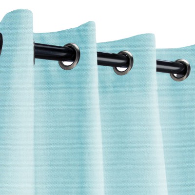 Sunbrella Canvas Mineral Blue Outdoor Curtain with Nickel Grommets 50 in. x 108 in.