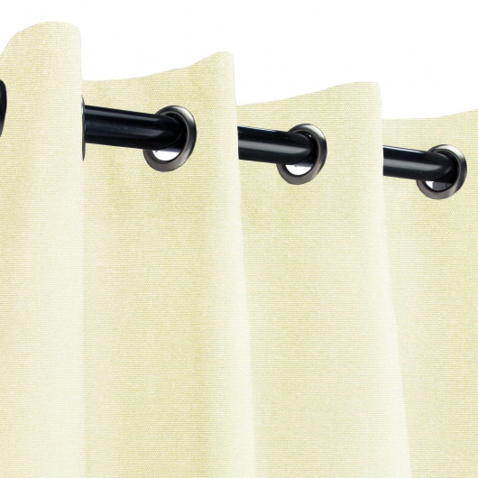 Sunbrella Canvas Natural Outdoor Curtain with Light Gunmetal Grommets 50 in. x 96 in. w/ Stabilizing Grommets