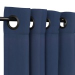 Sunbrella Canvas Navy Outdoor Curtain with Dark Gunmetal Grommets 50 in. x 108 in.