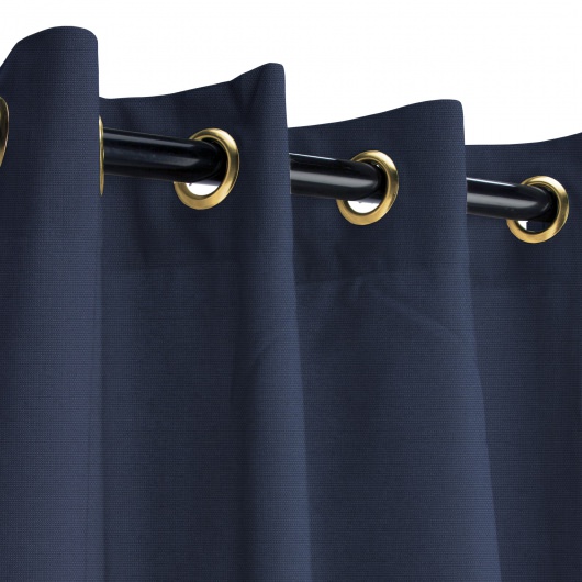 Sunbrella Canvas Navy Outdoor Curtain with Plated Brass Grommets 50 in. x 108 in.