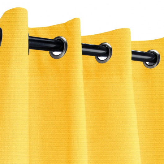 Sunbrella Canvas Sunflower Outdoor Curtain with Dark Gunmetal Grommets 50 in. x 84 in. w/ Stabilizing Grommets