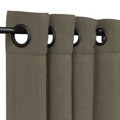 Sunbrella Canvas Taupe Outdoor Curtain with Dark Gunmetal Grommets 50 in. x 84 in.