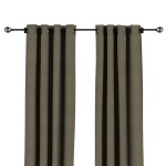 Sunbrella Canvas Taupe Outdoor Curtain with Dark Gunmetal Grommets 50 in. x 84 in. w/ Stabilizing Grommets