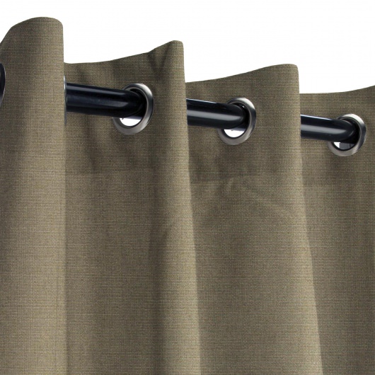 Sunbrella Canvas Taupe Outdoor Curtain with Nickel Plated Grommets - 50 in. x 96 in.