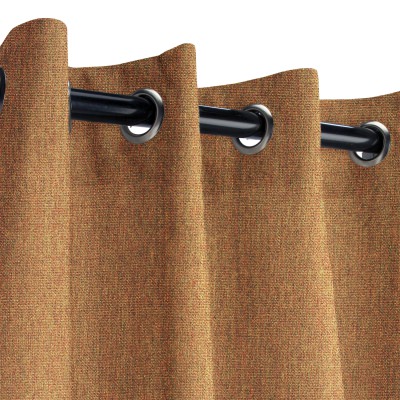 Sunbrella Canvas Teak Outdoor Curtain with Black Grommets 50 in. x 108 in.