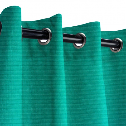 Sunbrella Canvas Teal Outdoor Curtain with Nickel Grommets 50 in. x 84 in.