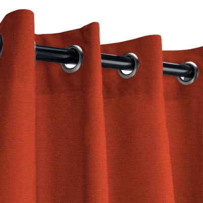 Sunbrella Canvas Terracotta Outdoor Curtain with Dark Gunmetal Grommets 50 in. x 96 in. and Stabilizing Grommets