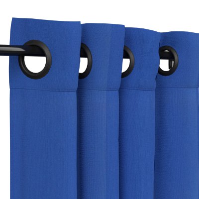 Sunbrella Canvas True Blue Outdoor Curtain with Nickel Plated Grommets 50 in. x 108 in.