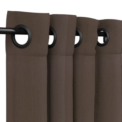 Sunbrella Canvas Walnut Outdoor Curtain with Black Grommets 50 in. x 108 in. w/ Stabilizing Grommets
