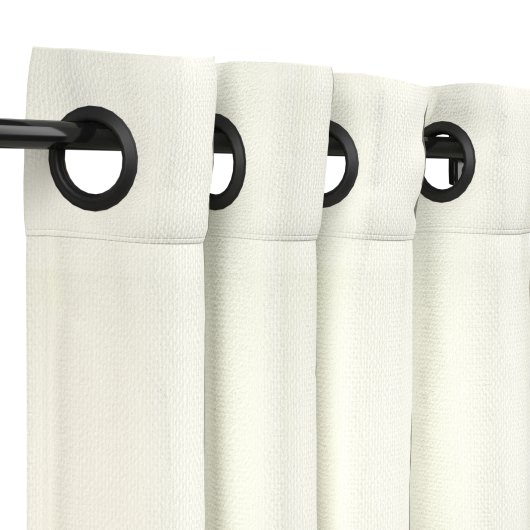 Sunbrella Canvas White Outdoor Curtain with Dark Gunmetal Plated Grommets 50 in. x 120 in. w/ Stabilizing Grommets