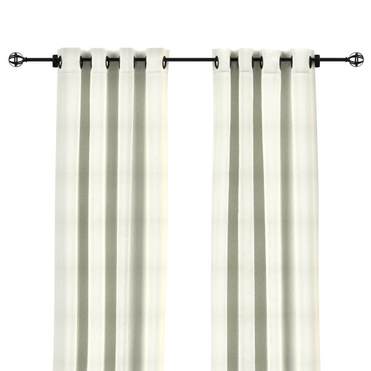 Sunbrella Canvas White Outdoor Curtain with Dark Gunmetal Plated Grommets 50 in. x 120 in. w/ Stabilizing Grommets