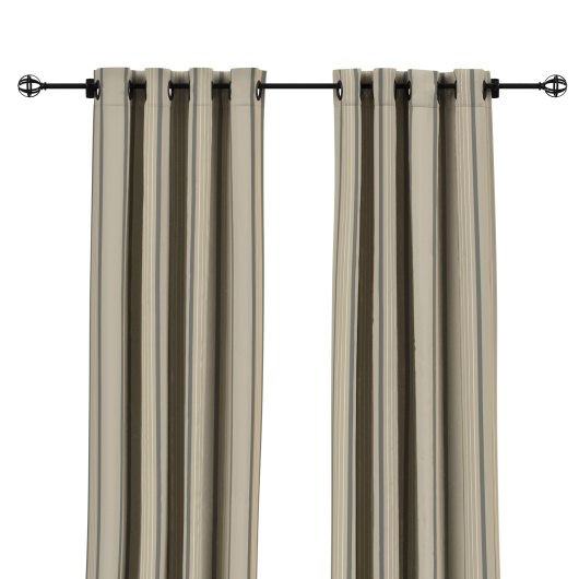 Sunbrella Cove Pebble Outdoor Curtain with Nickel Plated Grommets - 50 in. x 96 in.