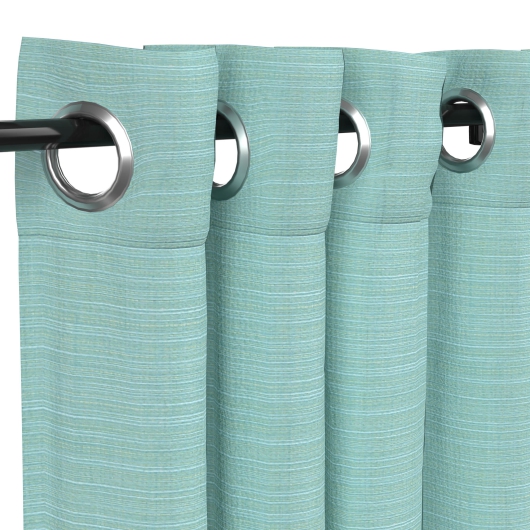 Sunbrella Dupione Celeste Outdoor Curtain with Nickel Plated Grommets - 50 in. x 108 in.