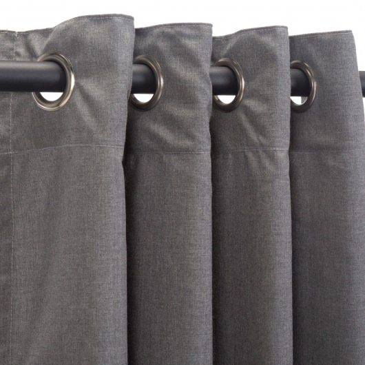 Sunbrella Outdoor Curtain with Satin Nickel Plated Grommets in Cast Slate 50 in x 96 in