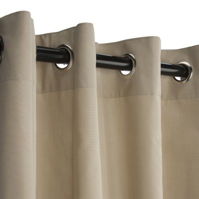 Sunbrella Canvas Antique Beige Outdoor Curtain with Nickel Plated Grommets 50 in. x 120 in.
