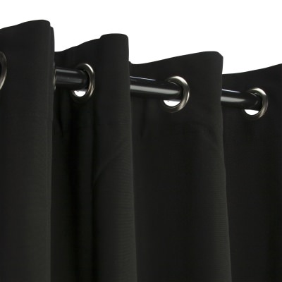 Sunbrella Canvas Black Outdoor Curtain with Nickel Plated Grommets 50 in. x 96 in.