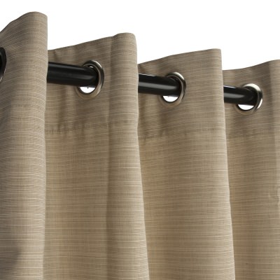 Sunbrella Dupione Sand Outdoor Curtain with Nickel Plated Grommets and Stabilizing Grommets 50 in. x 96 in.