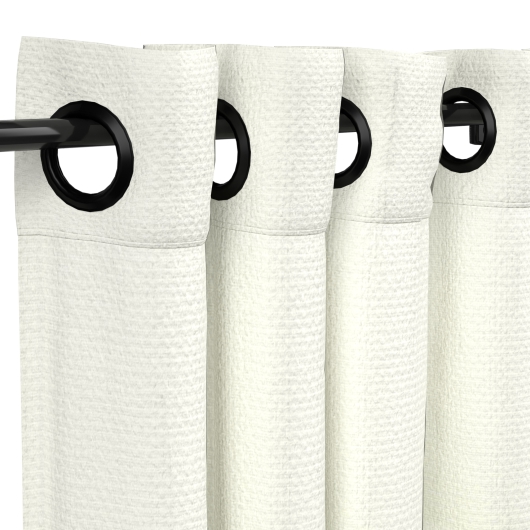 Sunbrella Canvas White Outdoor Curtain with Gunmetal Plated Grommets 50 in. x 120 in.