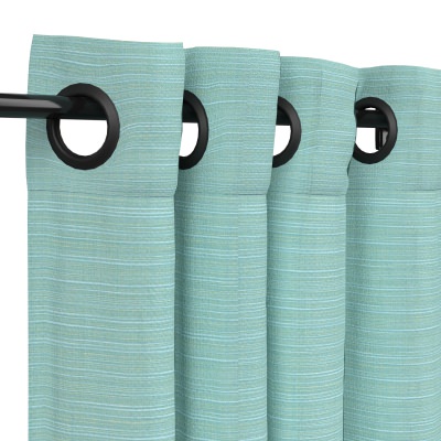 Sunbrella Dupione Celeste Outdoor Curtain with Nickel Plated Grommets - 50 in. x 108 in.