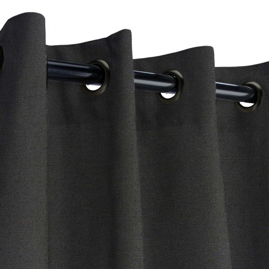 Sunbrella Canvas Black Outdoor Curtain with Black Grommets 50 in. x 84 in.