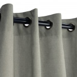 Sunbrella Canvas Charcoal Outdoor Curtain with Dark Gunmetal Grommets 50 in. x 108 in.