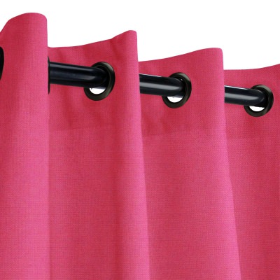 Sunbrella Canvas Hot Pink Outdoor Curtain with Dark GunmetalGrommets 50 in. x 108 in.