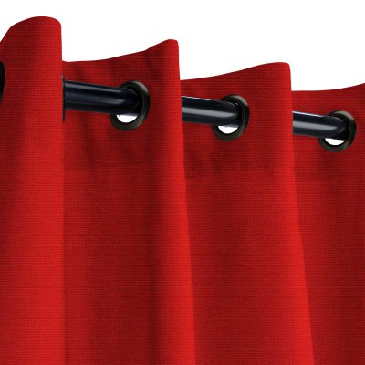 Sunbrella Canvas Jockey Red Outdoor Curtain with Dark Gunmetal Plated Grommets 50 in. x 96 in.