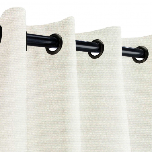 Sunbrella Canvas Natural Outdoor Curtain with Black Grommets 50 in. x 120 in. w/ Stabilizing Grommets