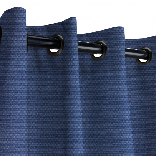 Sunbrella Canvas Navy Outdoor Curtain with Black Grommets 50 in. x 84 in.